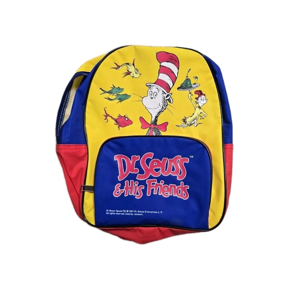 1997 DR. SEUSS & HIS FRIENDS‎ BACKPACK Cat In the Hat, Green Eggs & Ham VINTAGE